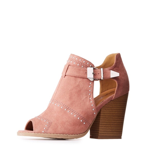 Mauve studded cut out ankle booties - Picture 5 of 6